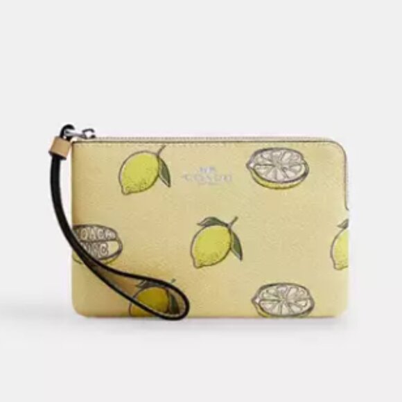 Corner Zip Wristlet With Lemon Print - Picture 1 of 4